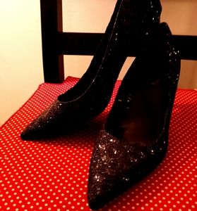 Sequin Black High heel shoes